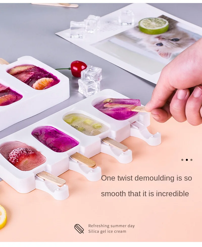 Description Picture 6 of itemSilicone Ice Cream Mold DIY Chocolate Dessert Popsicle Moulds Tray Ice Cube Maker Homemade Tools Summer Party Supplies