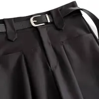 Wine Red Solid Office Lady High Waist Sashes Loose Straight Women's Pants Ankle-Length Trousers Pants For Women Clothing 2024 - Image 4
