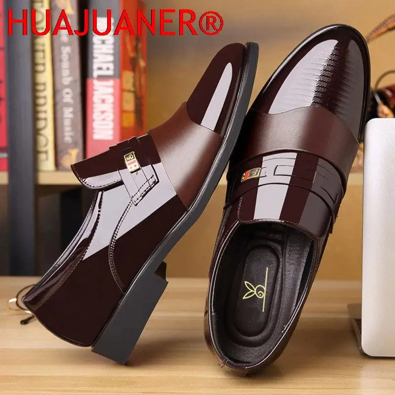 Men Leather Casual Shoes Autumn Business Formal Leather Casual Cover Foot Heightening