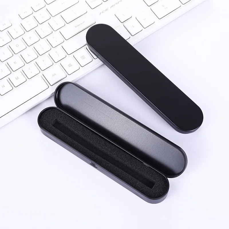 Stationery Box Silver Black Metal Pen Box Protection Box For Fountain Pen Pencils Stationery Gift Office School Supplies