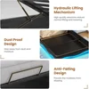 Bed Frame with Type-C Charging Station& Hidden Storage Headboard, LED Lights Upholstered Platform Bed, Twin Bed with Hydraulic 6