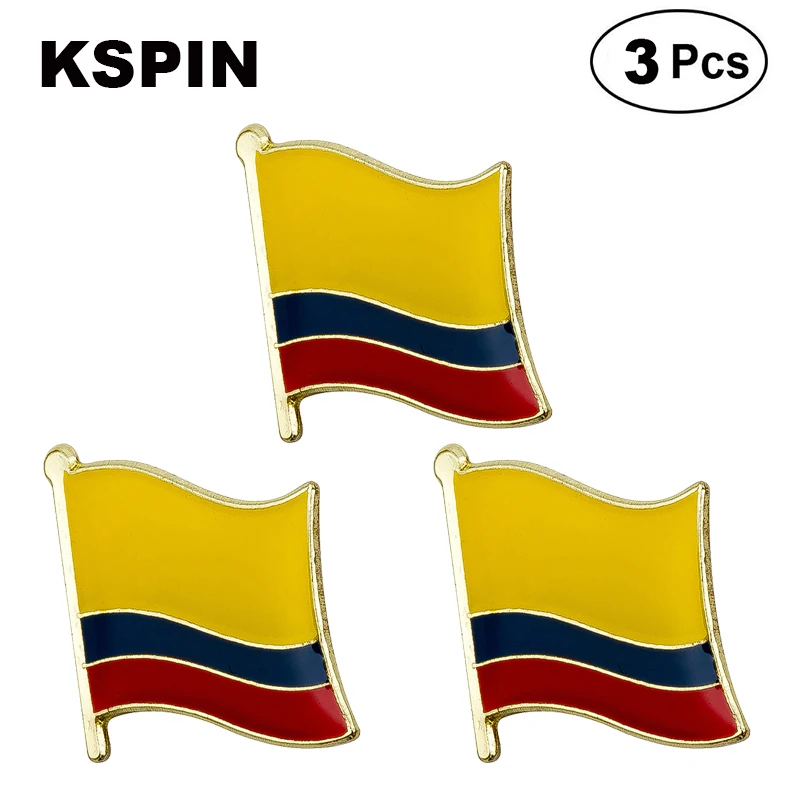3pcs a lot Colombia Flag Lapel Pins Badges Brooches