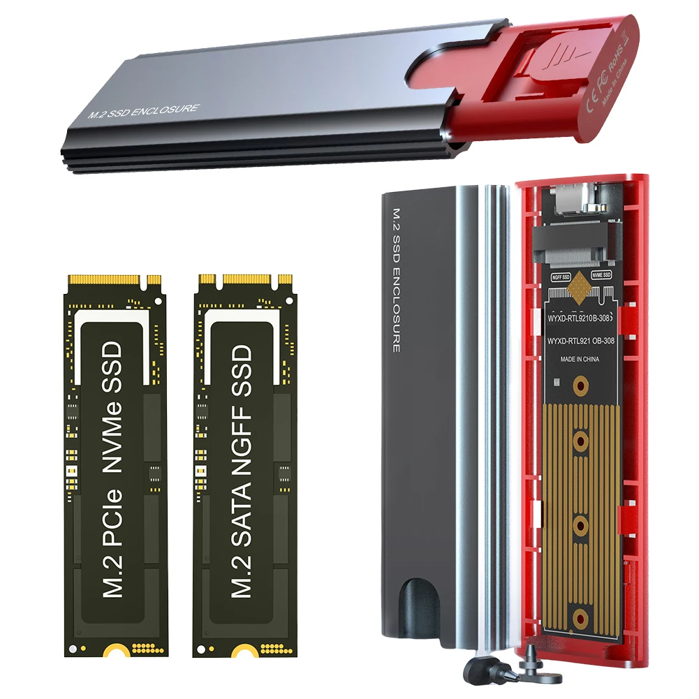 M2 NVMe SSD Enclosure Adapter USB3.1 Gen2 External Hard Drive Case supports 2230 2242 2260 2280 SSDs up to 2TB external hard drive external hard drive case ssd enclosure hard drive enclosure hard disk case external hard drive box hdd case enclosure hard drive adapter ssd adapter hdd docking station