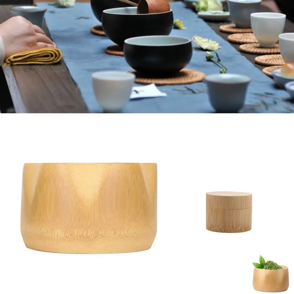 New Bamboo Matcha Bowl Reusable Portable Tea Canister Tranditional Tea Leaves Storage Jar Set Accessories