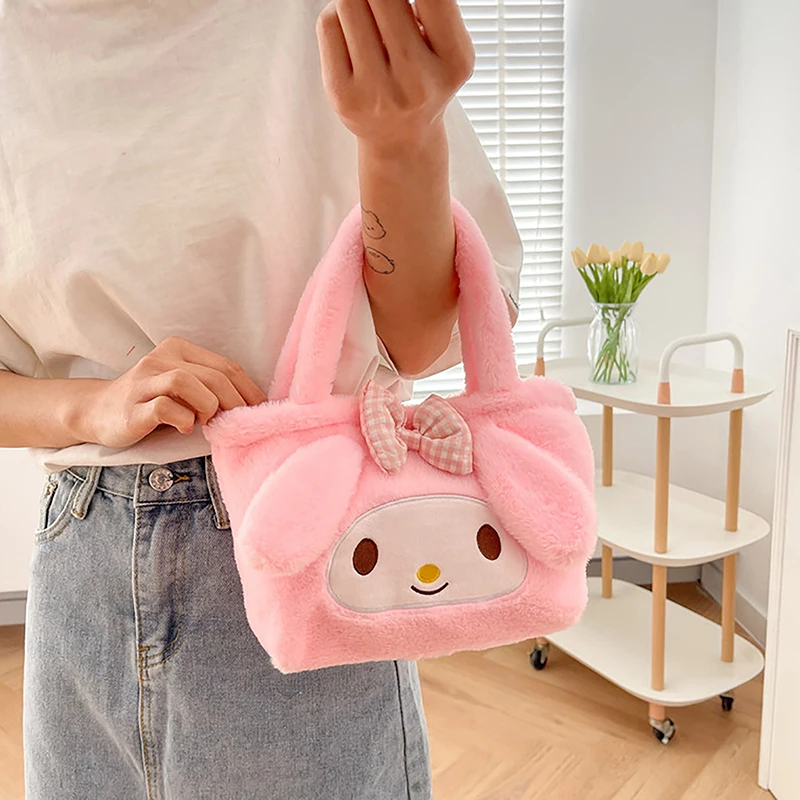 

Sanrio Kawaii плюшевая сумка мультфильм аниме милая плюшевая Сумка Наплечная Сумка Большая емкость косметичка плюшевая сумка для девочек подарок