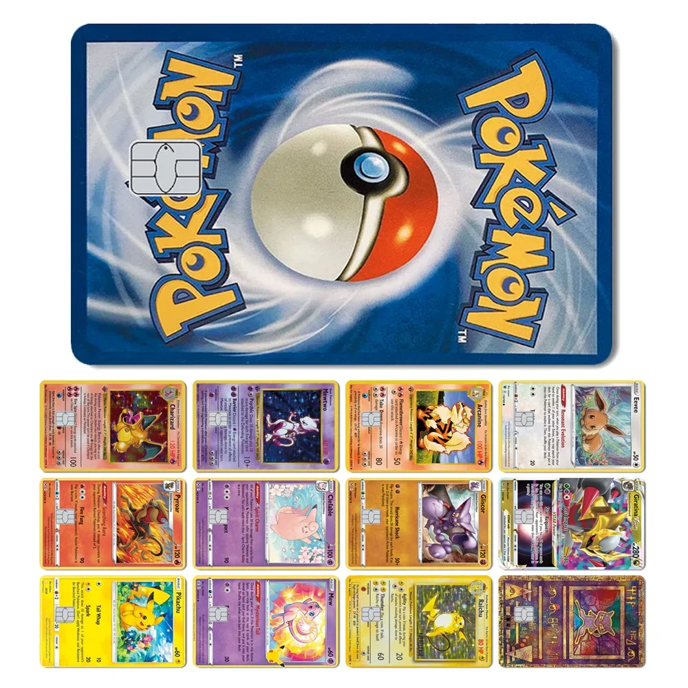 Pokemon Pikachu Charizard Pvc No Fade Sticker Film Skin Cover Per Carta Di Credito Carta Di Debito Lato Anteriore