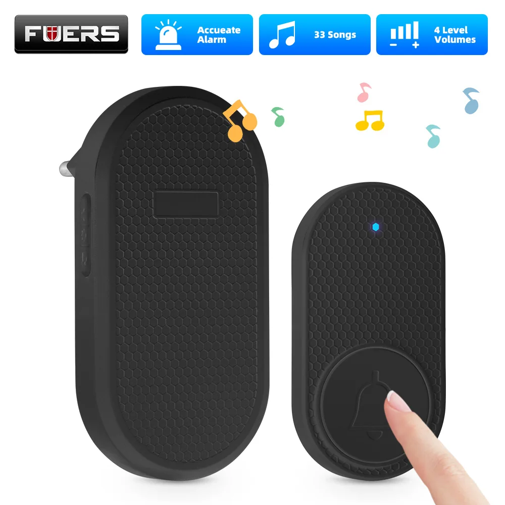 Wireless Waterproof Smart Doorbell with 32 Melodies and Battery-Operated Alarm Chime