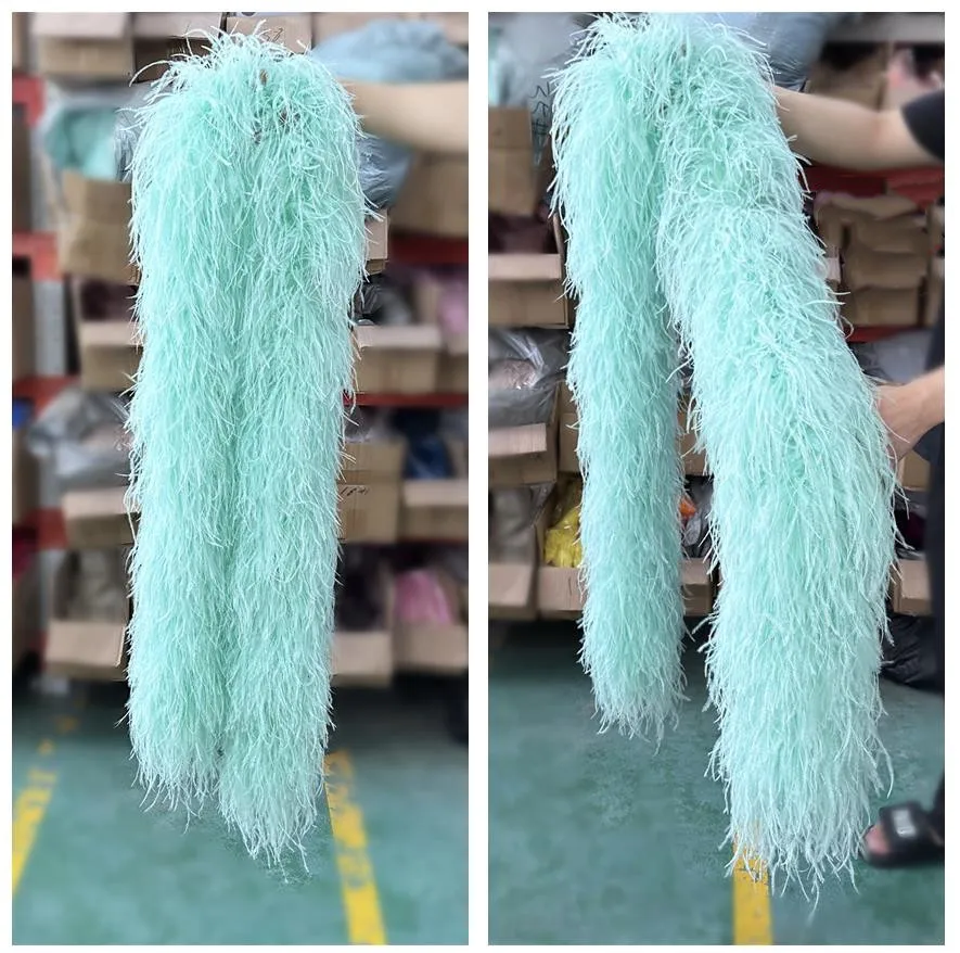 

6 8 10PLY Ostrich Feathers Boa Customize Triming Feathers Shawl For Crafts Fringes Srips Party Wedding Carnival Show Boa Plumes