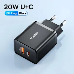 Baseus 20W PD Quick Charge USB-C Fast Charger - EU Plug Black