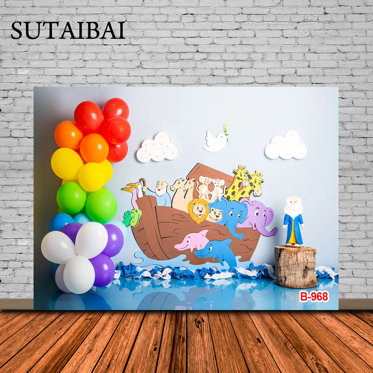 Ark Sea Photography Background Wild Safari Animals Zoo Bambini Torta Di Compleanno Smash Decor Sfondo Studio Fotografico