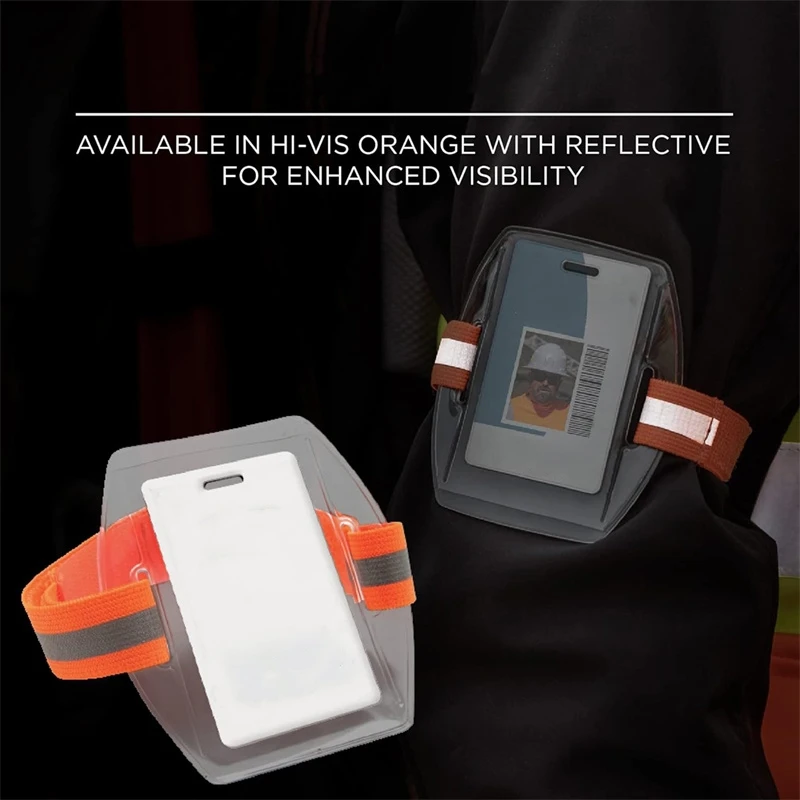 ID Card Holder PVC Plastic Polyester Reflective Wristband Arm Adjustable