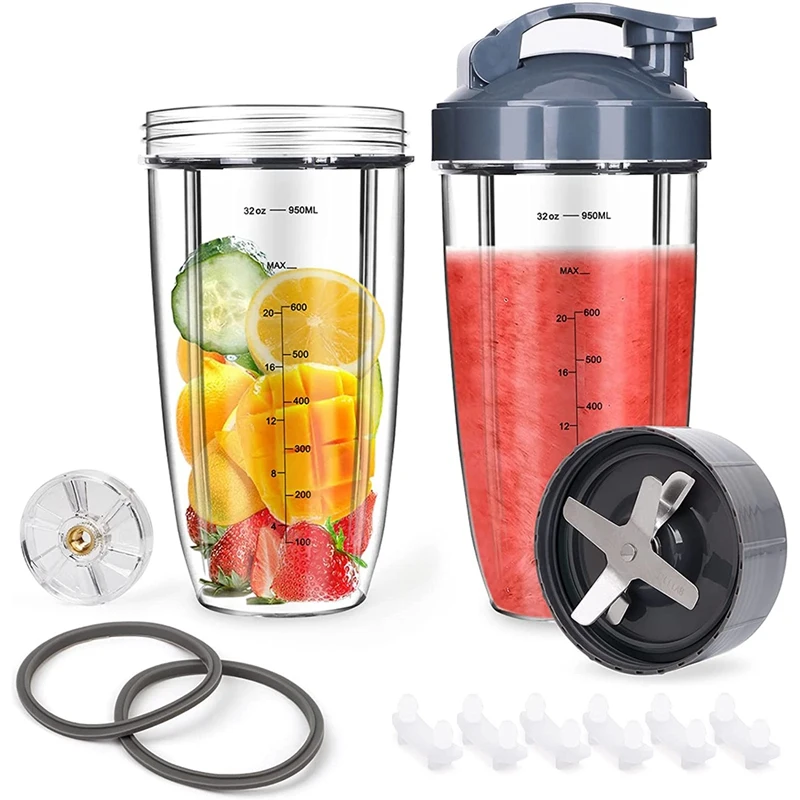 Blender Cups & Blade Replacement Set For Nutribullet, 32oz Huge Cup, Compatible For Nutribullet