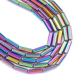 Rose Gold Plated Lava Stone Cylinder Beads - 13x4mm 28pcs (4- Multicolored)