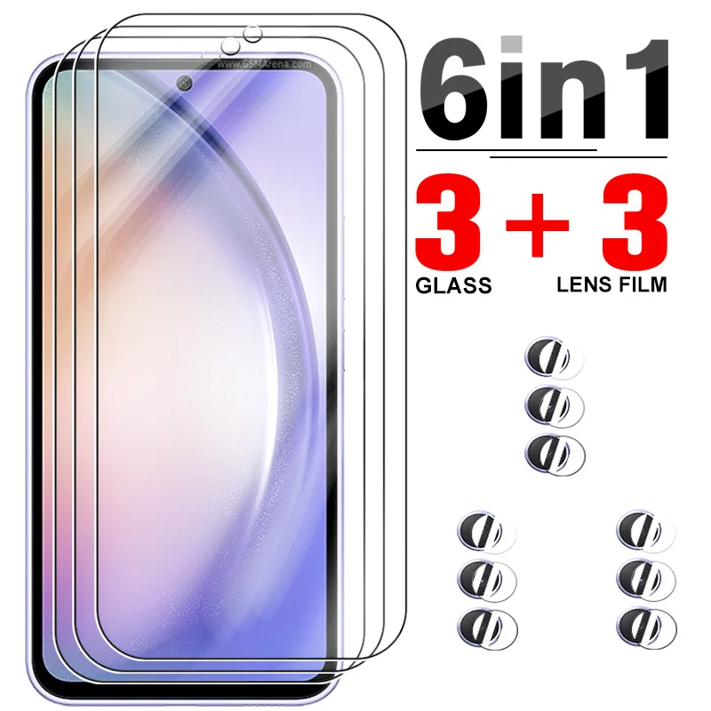

6in1 Tempered Glass For Samsung Galaxy A54 Screen Protectors For Samsung A54 A 54 54A 5G Camera Lens Protective Glass Film 6.4in