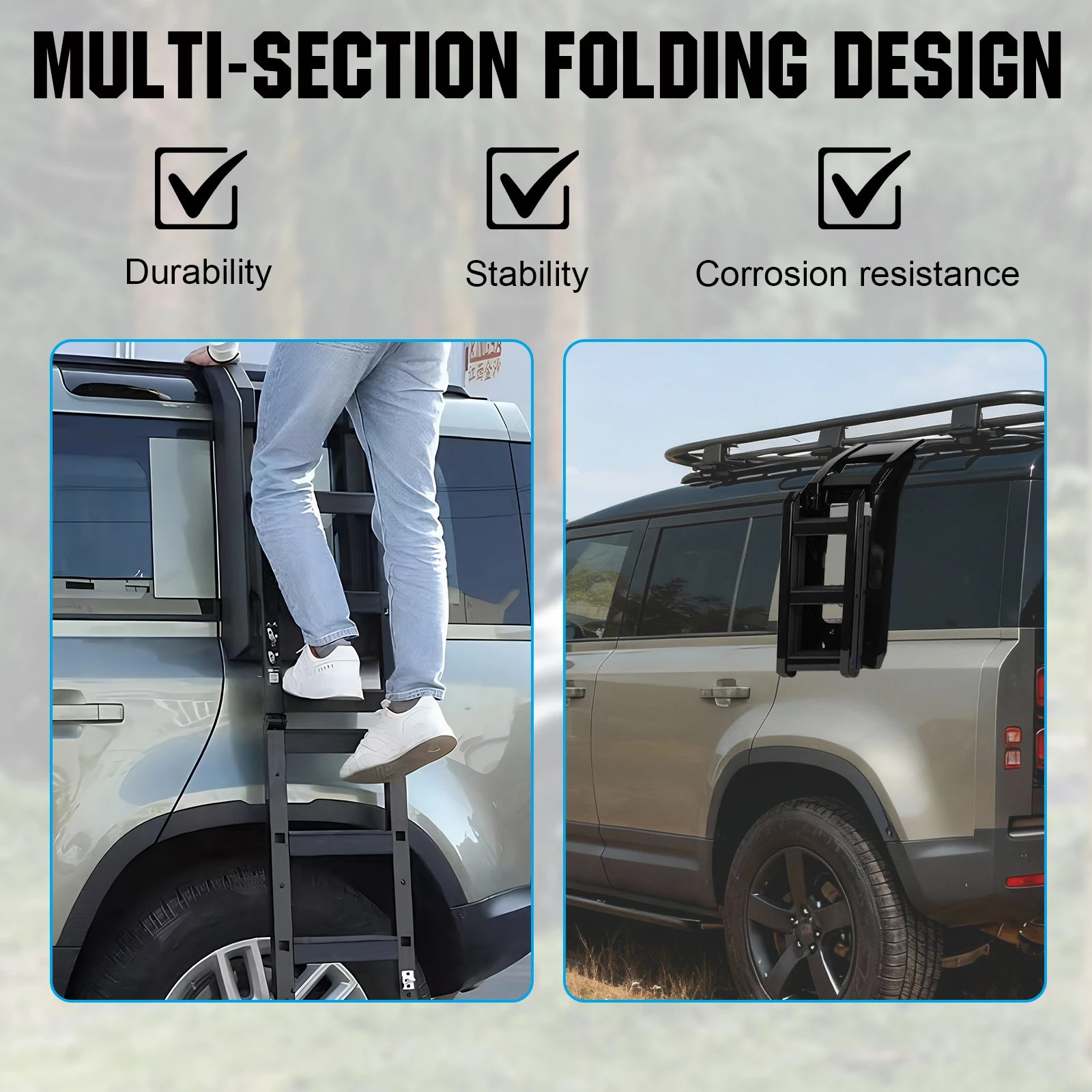Car Side Roof Rack Side Accessory Ladder Aluminum Alloy Roof Rack Side Ladder for Land Rover Defender 90/110/130 L663 2020-2024