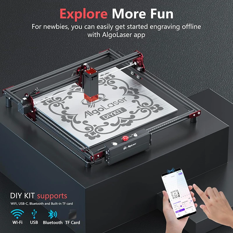 Laser Engraving Machine AlgoLaser Diy Kit Laser Master Engraver Cutter For Beginner 40*40cm Table Woodworking CNC Engraving Cutting Machine
