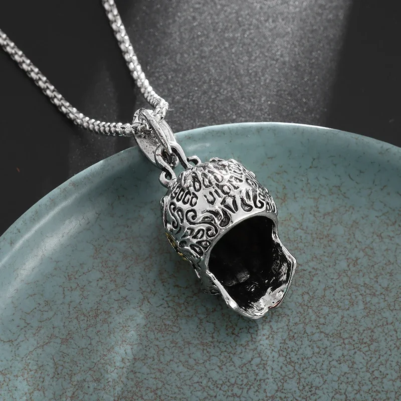 Vintage Gothic Cross Mechanical Skull Pendant Necklace For Men And