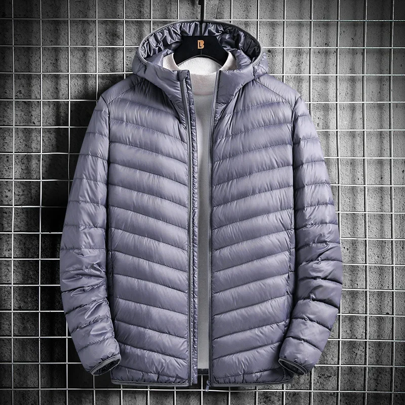 Men's Lightweight Portable Plus-size Hooded Down Casaco Casacos De Penas True Down Jaqueta Masculina Inverno
