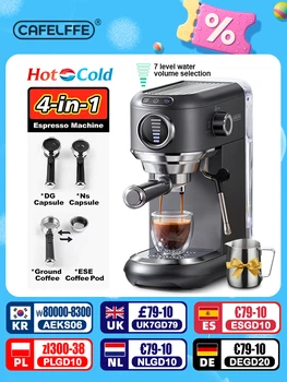 Cafelffe Macchina per caffè 4 in 1 Calda/fredda Dolce gusto nespresso macchina ESE Pod Macinato Cappuccino Macchina per caffè espresso caffettiera 1