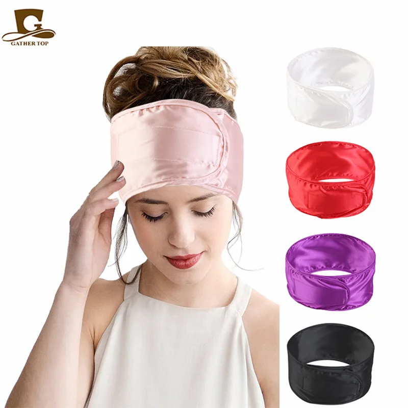 Silky Satin Adjustable Headbands For Face Washing Bath Makeup Hair Band For Women Spa Facial Headband Make Up Accessories new bling rhinestone headbands crystal flower diamond hairband plain color satin headbands for women 2020 hair accessories