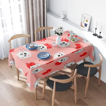 Tavolo da pranzo in stile vintage con set di sedie in legno per 4 persone Tovaglia decorativa con motivo natalizio rosa inclusa (Cha in legno 1