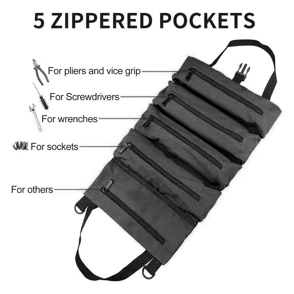 Canvas Working Tool Bag Multiple Pockets Carrier Handbag Wrench Screwdriver Drill Bit Holder Multifunctional Hanging Tool Bag