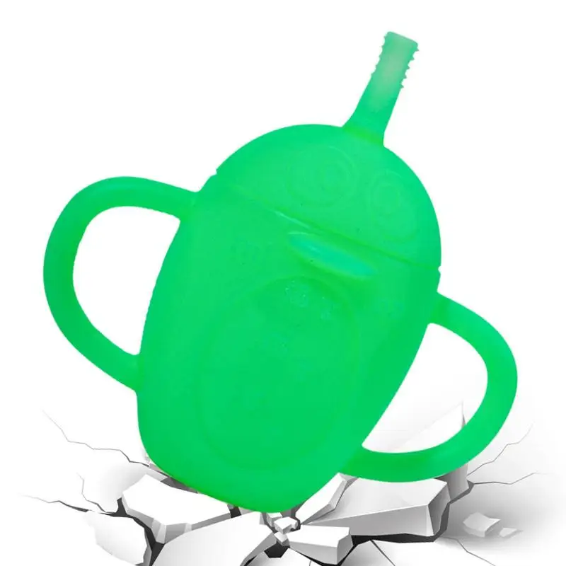 

Weighted Straw Cup Lightweight Toddler Cup With Double Handles Drinking Training Supplies Infants Sucking Cup For Home Traveling