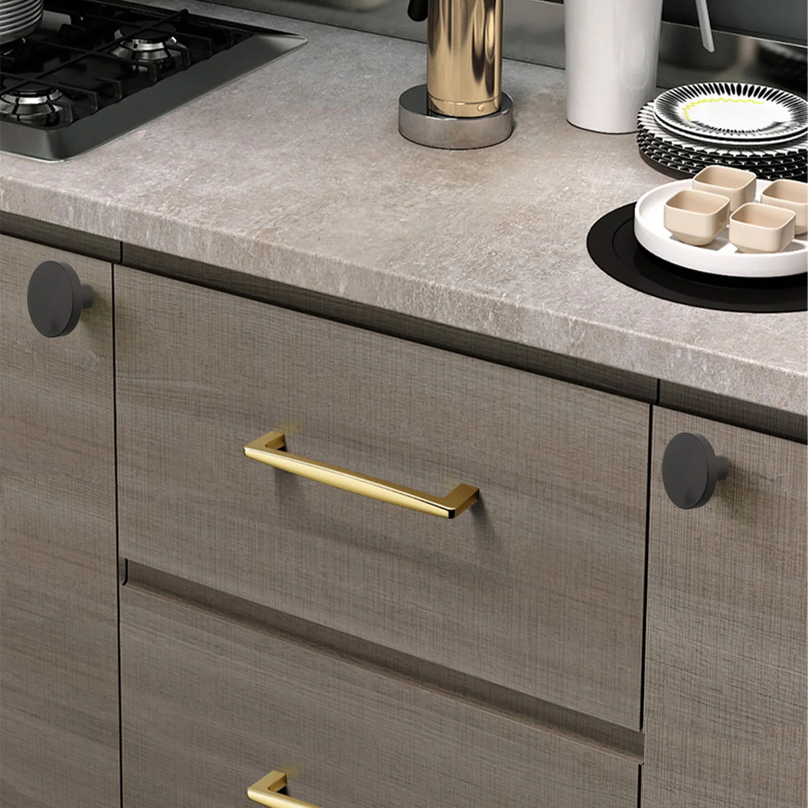 4pcs Modern Minimalist Round Single Hole Handle Cabinet Drawer Space Furniture Hardware Cabinet Pulls Aluminum Alloy Handles