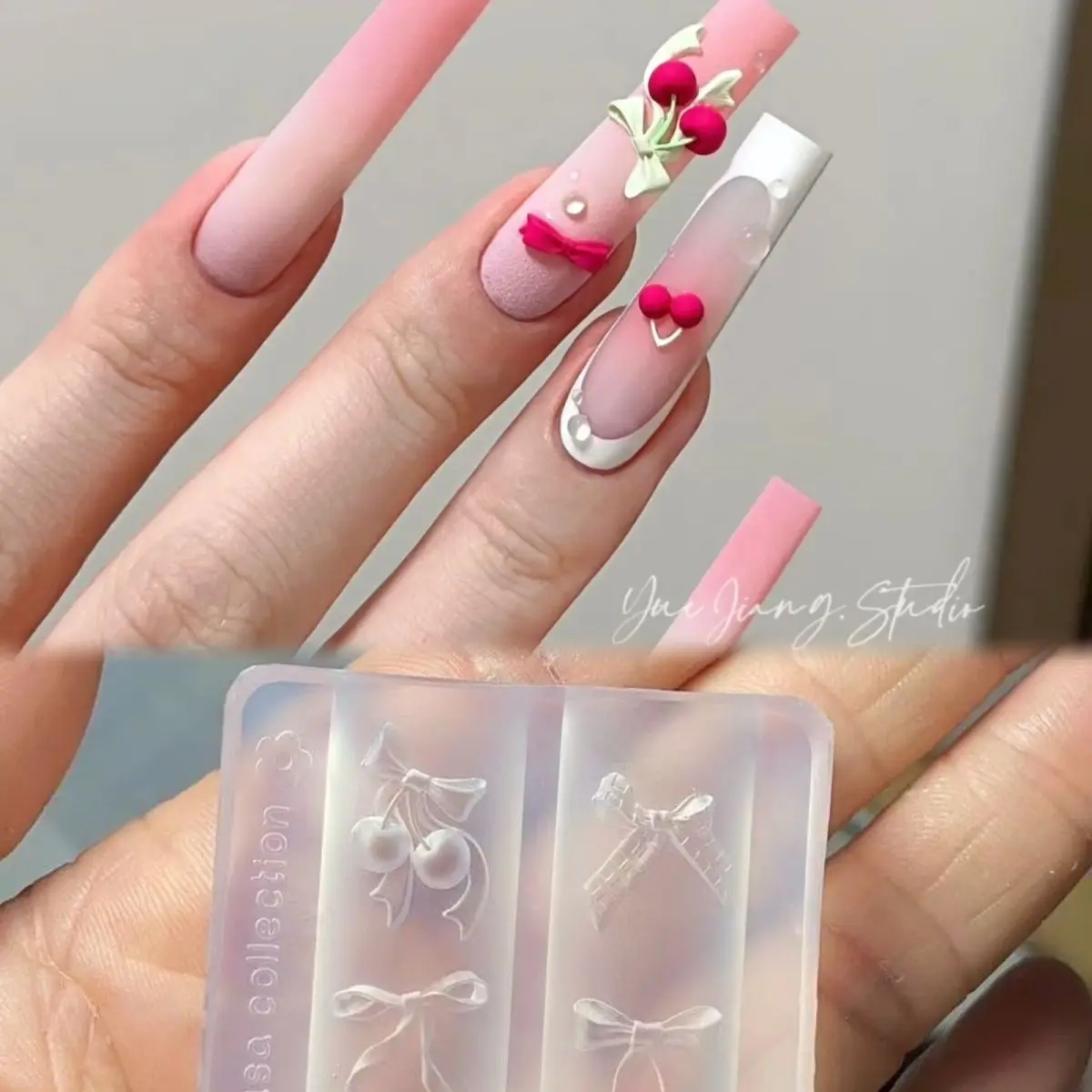 1개 나비 별 비즈 체인 레이스 리본 3D 아크릴 몰드 네일 아트 장식 네일 DIY 디자인 실리콘 네일 템플릿 네일 몰드