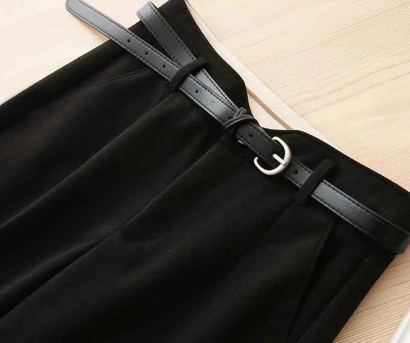 Fall Warm Woolen No Belt Harem Pencil Pants Women High Waist Ankle Length Casual Suit Pants Korean Chic Office Lady Trousers