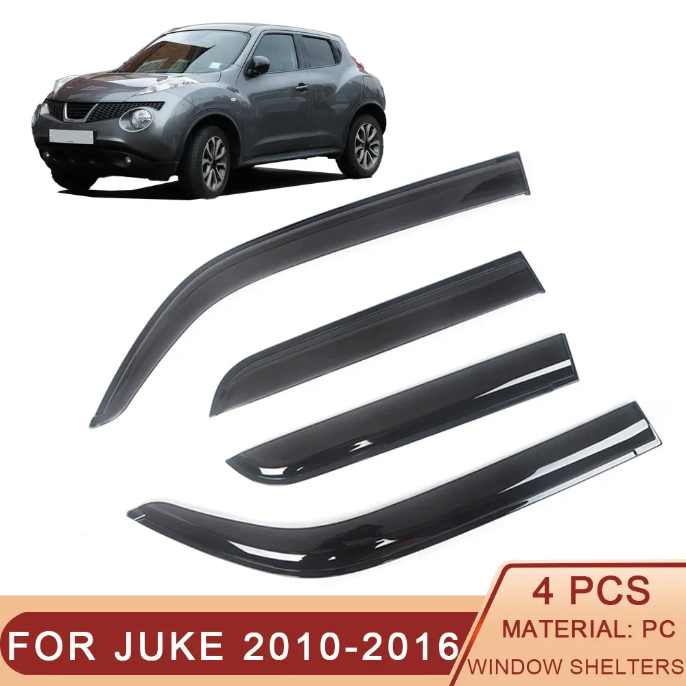 

For Nissan Juke 2010-2016 Auto Side Window Wind Deflectors Visors Black Rain Guard Door Visor Vent Shades Dark Smoke Ventvisor
