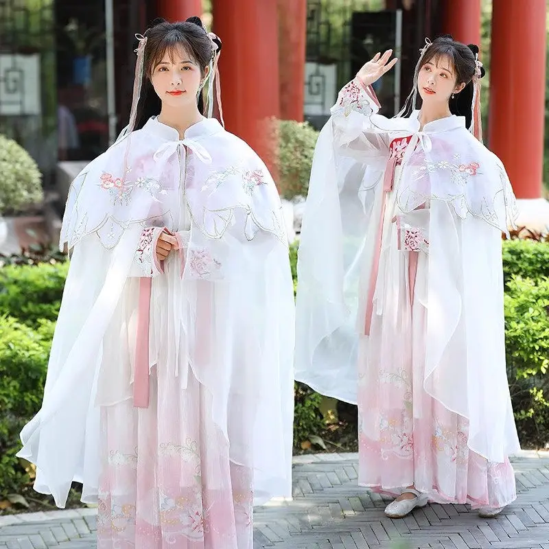 

Улучшенная шаль Hanfu в китайском стиле, топы для женщин, Ретро Вышивка, Лоскутная накидка, пальто, Модная элегантная накидка Z1917