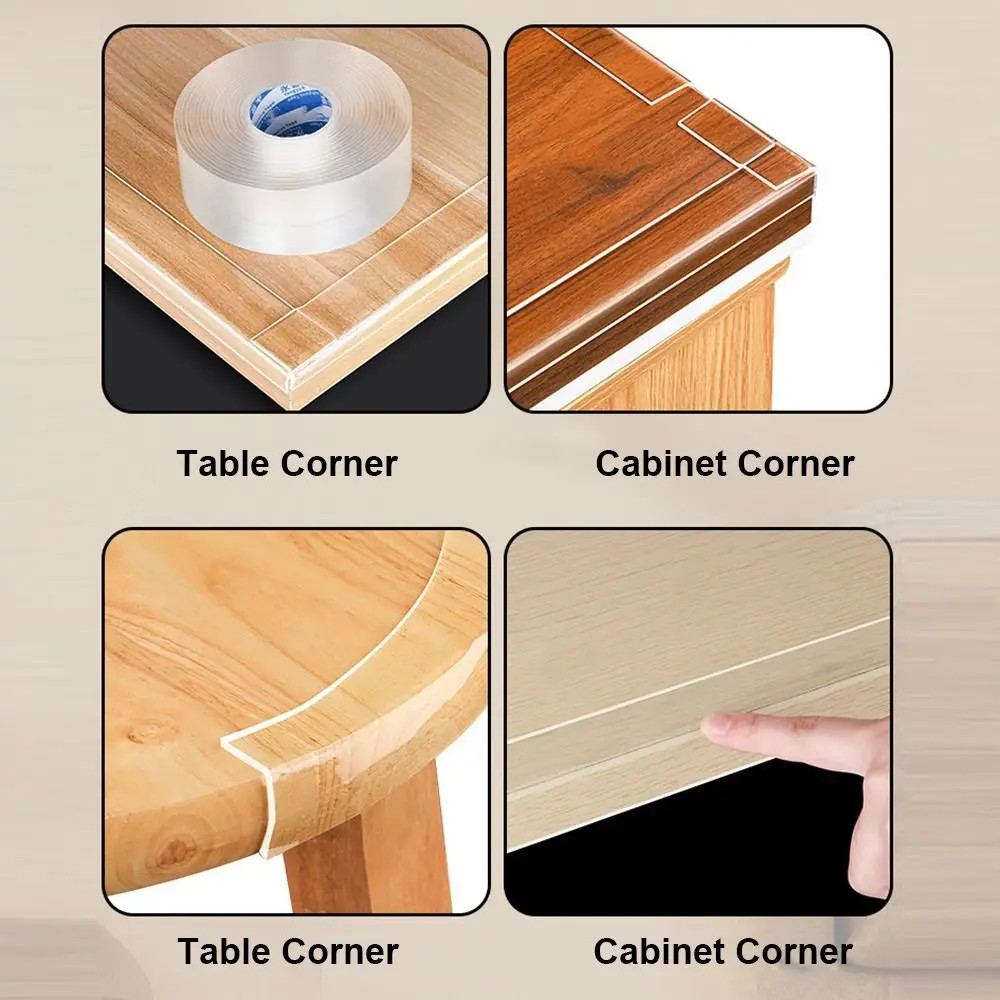 Silicone Table Corner Protector Table Corner Protector Table Edge Protector Furniture Anti Collision Strip Table Edge Guard Tape Furniture Corner Protective Strip Self Adhesive Transparent Kids Collision Proof Soft Bumper Baby Safety