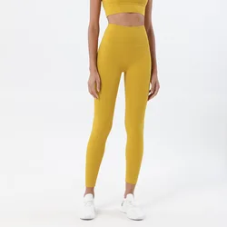 SOISOU High Waist Breathable Nylon Yoga Leggings - M (Bee Yellow)