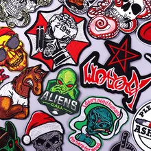 

UFO Alien Patch Iron On Embroidered Patches For Clothing Thermoadhesive Patches On Clothes Letter Badge Sticker Stripes Applique