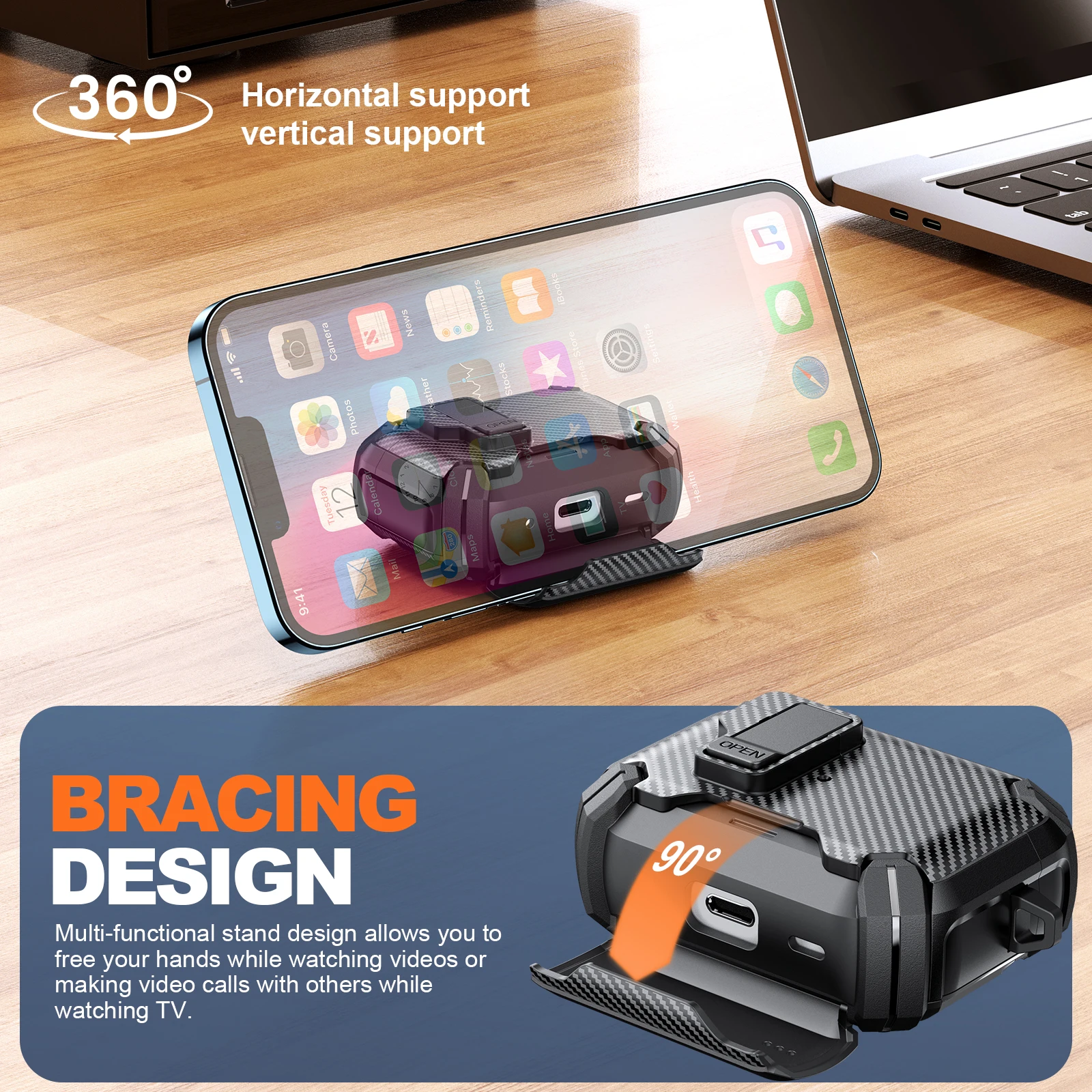Enhanced Shockproof Security Cover with Phone Holder
