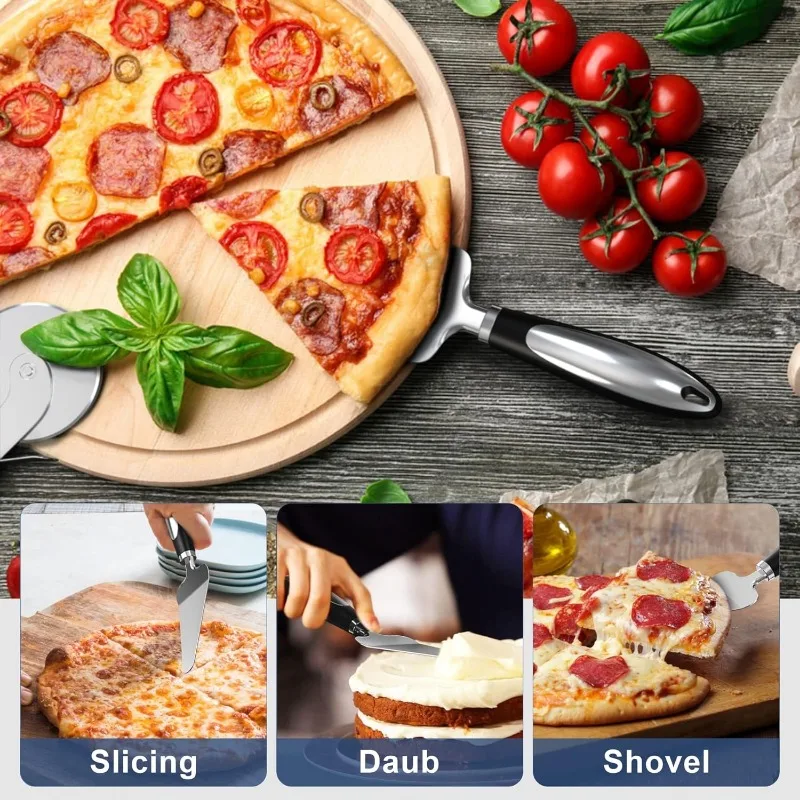 Premium Stainless Steel Kitchen Pizza Cutter Wheel Server Tool Home Knife Waffle Cookies Cake Bread Dough Slicer Kitchen Gadgets