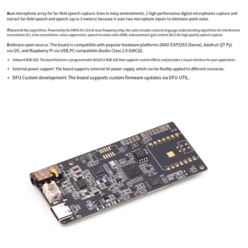 Respeaker Lite AI Speech Processing Algorithm Development Board 2 Microphone Array Withspeaker