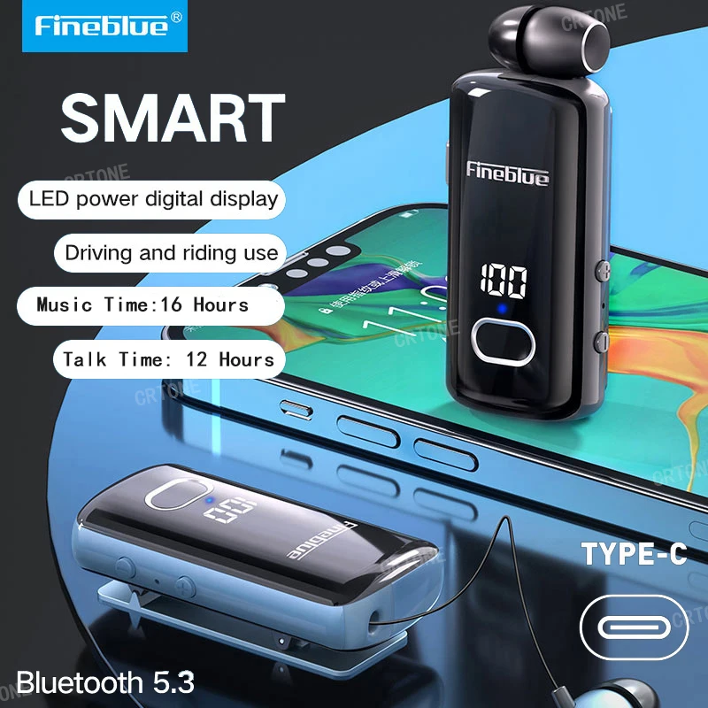 Fineblue F580 Bluetooth V5.3 Wireless Earphone Retractable Portable