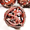 DnD Dice Set - 7 Piece Zinc Alloy Metal Hollow Dice, Red Pattern for RPG & Tabletop Games 3
