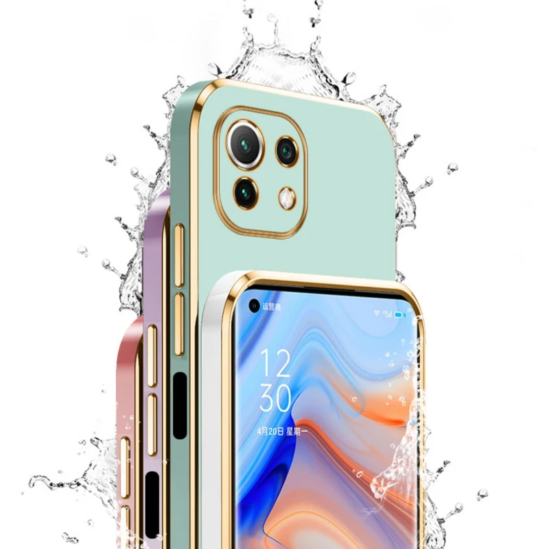 Glossy Full Plating Lanyard Soft Phone Case with Lens Protection - Silicone Cover