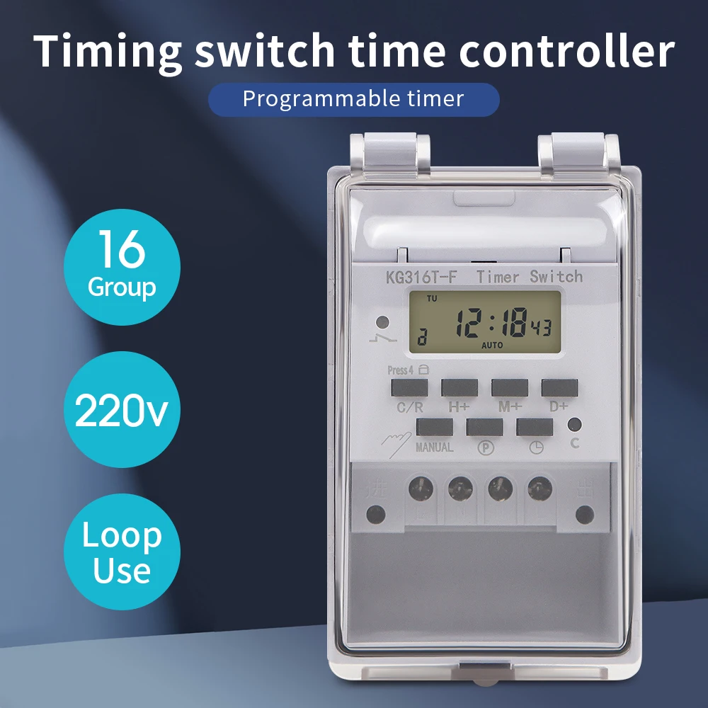 220V AC 30A Time Recycle Per Day ON OFF Digital Timer Switch Programmable Timer Controllor with IP65 Waterproof Box 2