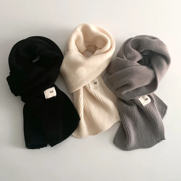 Kids Scarf Autumn Winter Korean Fashion Children's Knitting Baby Bib Soft Wool Knitting Winter Versatile Female Warm Girl Boys