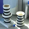 Ceramic Striped Vase Geometric Black and White Stripes Hydroponic Flower Arrangement Home Decoration Ceramic Handicraft 1