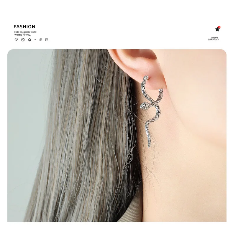 2023 neue frauen Schlange Ohrringe Persönlichkeit Mode-Design Edelstahl Ohrringe Mode Exquisite Schmuck Geschenk – Detail 5