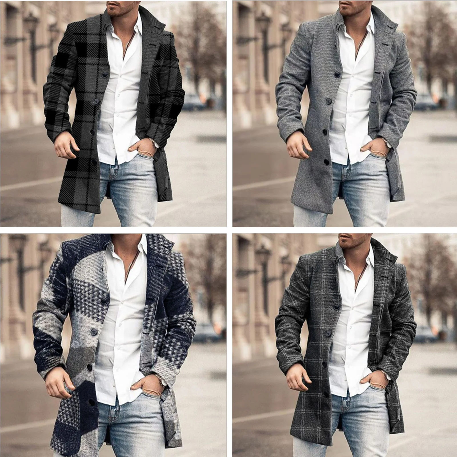 Description Picture 2 of itemMen's Casual Trench Coat Single Breasted Slim Fit Thick Winter Windproof Jacket for Indoor & Outdoor Wear