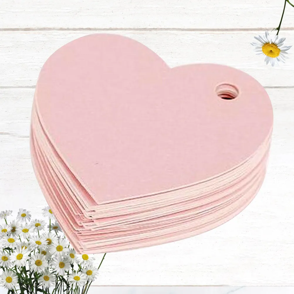50Pcs 하트 모양의 종이 태그 파티 선물용 미리 펀칭된 DIY 선물 라벨 휴일 장식 웨딩 수제 공예 용품