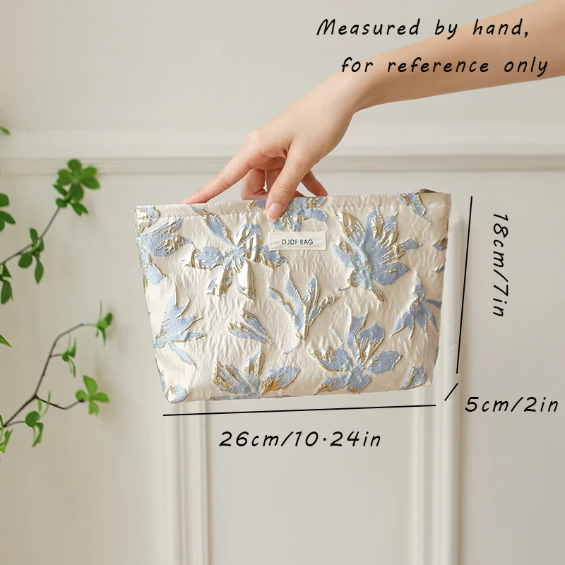 حقيبة مكياج نسائية باللونين الأزرق والذهبي، حقيبة...