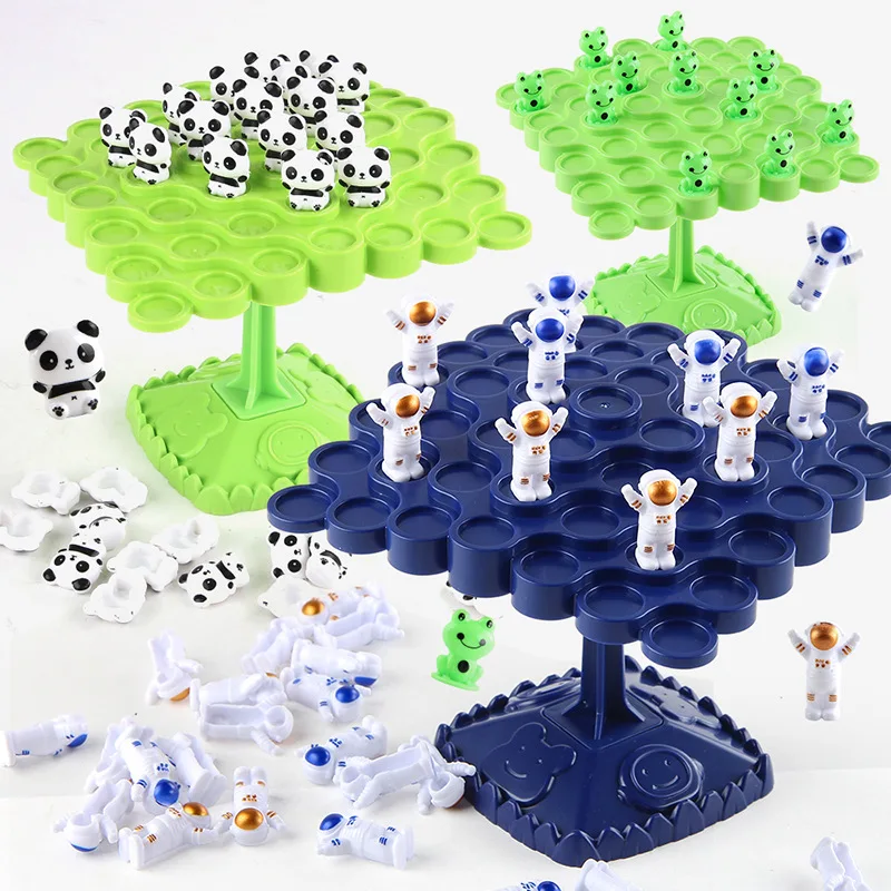 48pcs Balancing Tree Toy Educational Board Game Panda Astronaut Balance Board Tabletop Party Funny Parent-Child Interactive Game