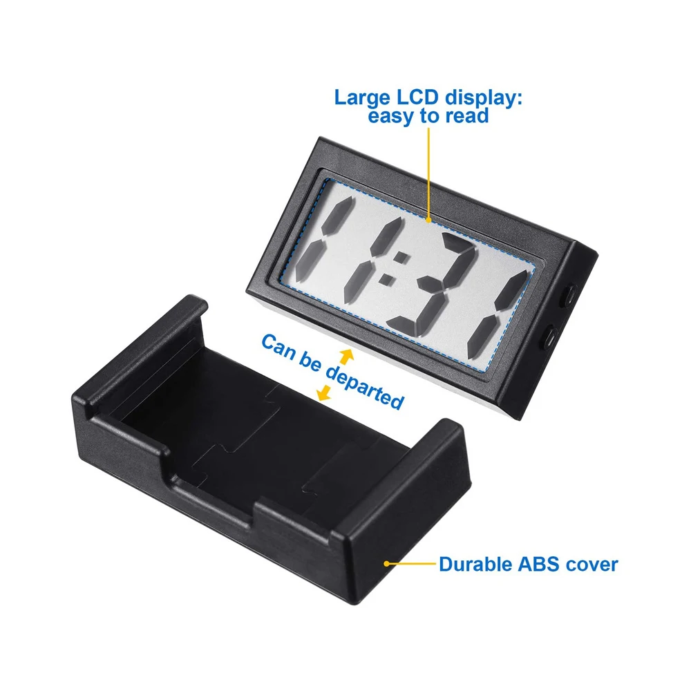 LCD digital clock Digital clock Mini Car Dashboard Digital Clock Vehicle Self-Adhesive Clock with LCD Time Day Display Automotive Stick On Watch for Cars